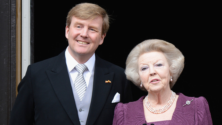 Princess Beatrix and her son King Willem-Alexander after her abdication