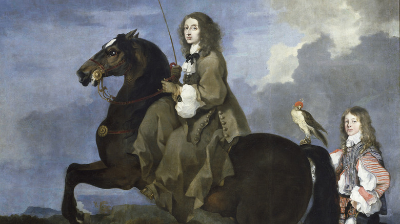 Painting of Christina, Queen of Sweden on horseback