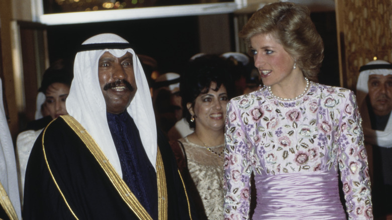 Saad Al-Salim Al-Sabah, future Emir of Kuwait, with Princess Diana at an event