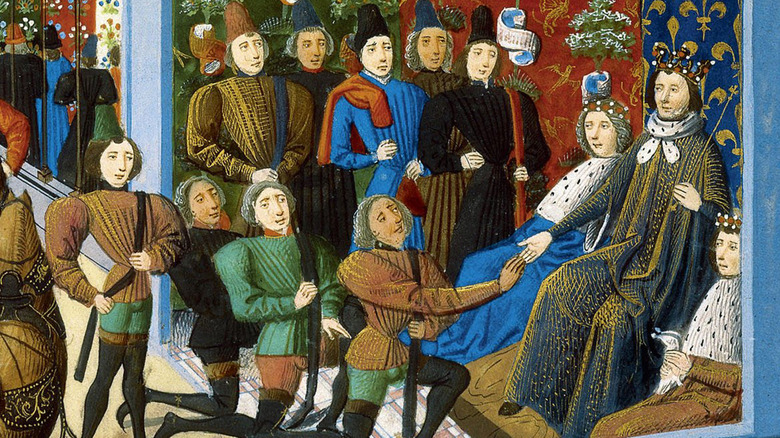 Drawing of Charles VI of France receiving foreign dignitaries