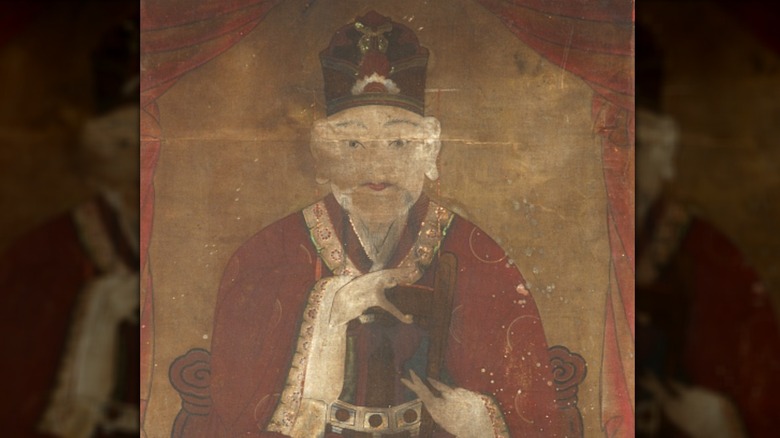 Portrait of Crown Prince Sado of Korea holding objects