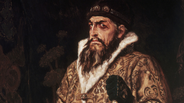 19th century painting of Ivan the Terrible of Russia looking fierce