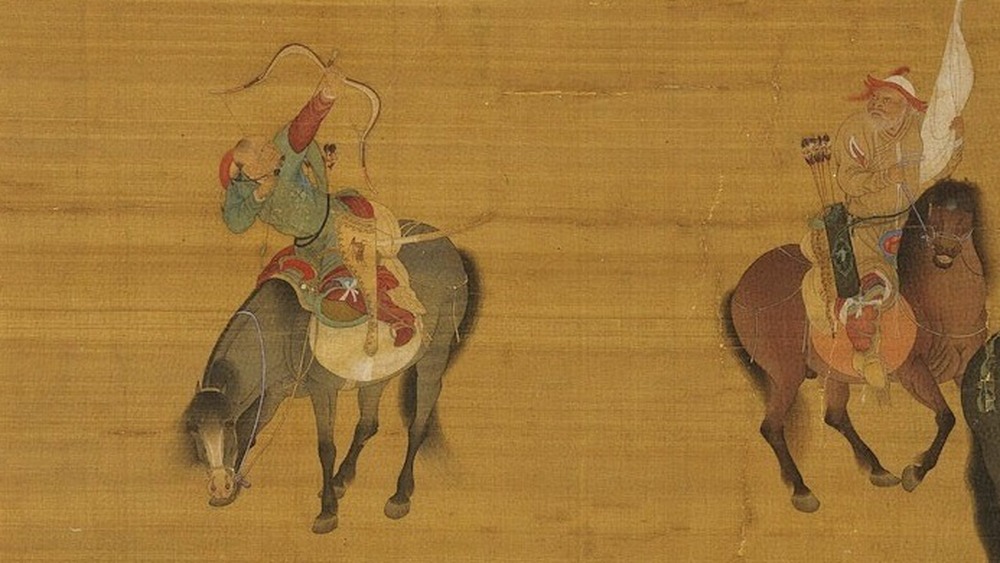 illustration of kublai khan hunting with archery