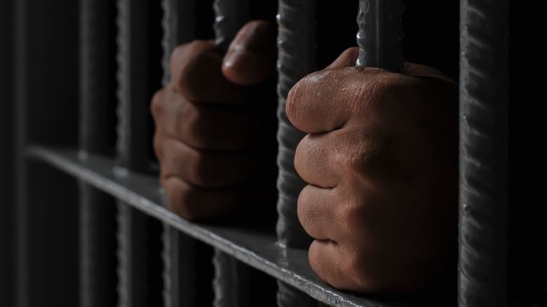hands holding prison bars