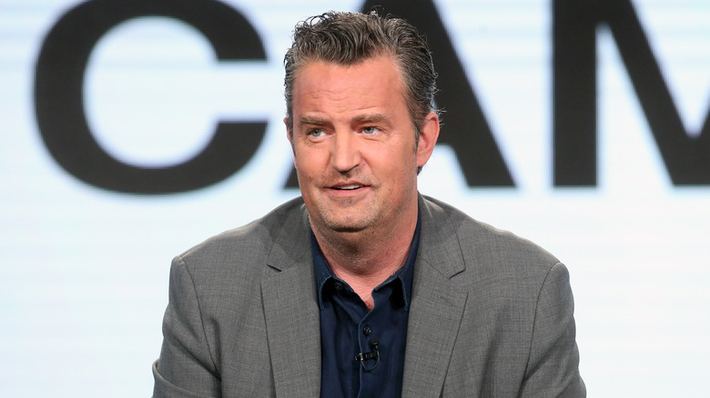 Matthew Perry speaking to crowd