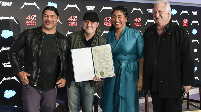 Metallica members with London Breed