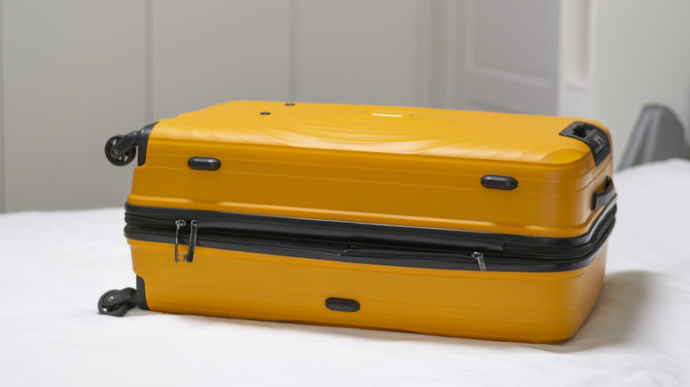 large yellow suitcase