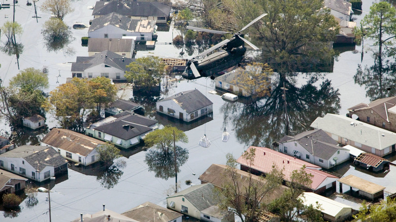 An aerial view of the Gentilly neighborhood of New Orleans, after Hurricane Katrina