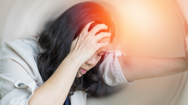 a woman with a head injury