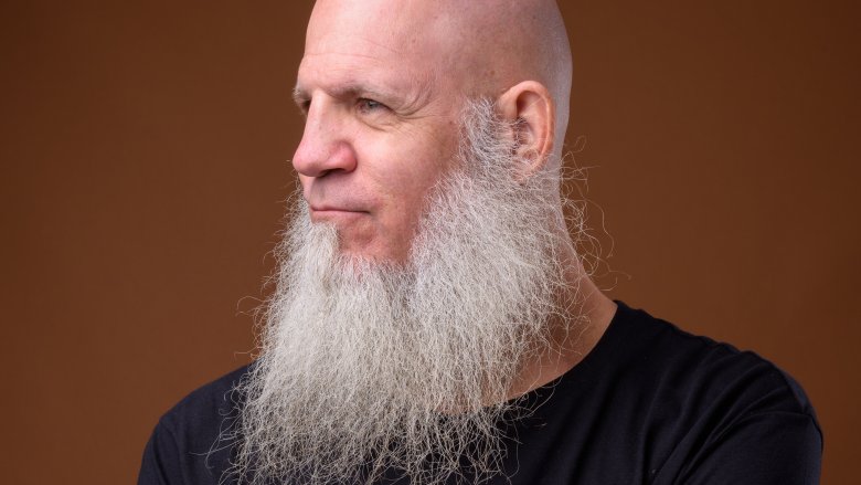 Bald man with white beard