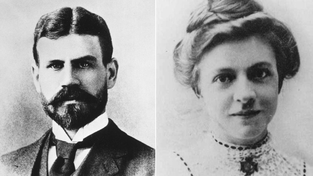A split image depicting photographs of Jesse Lazear and Clara Maass.
