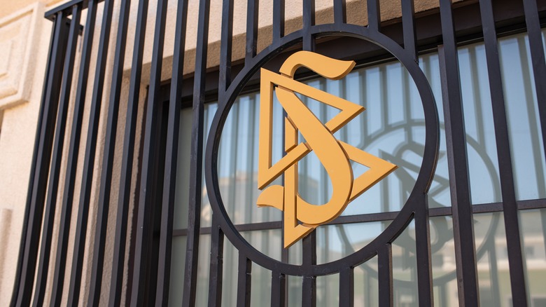 Scientology logo on gates