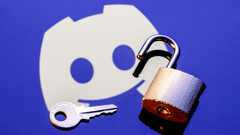 discord logo and open lock