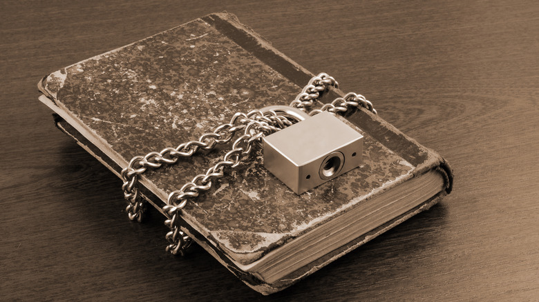 book chained and padlocked