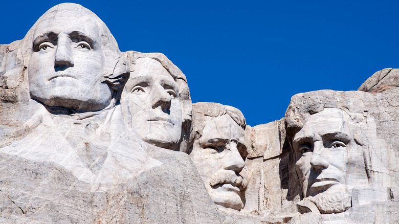 Mount Rushmore National Monument in South Dakota. Summer day with clear skies