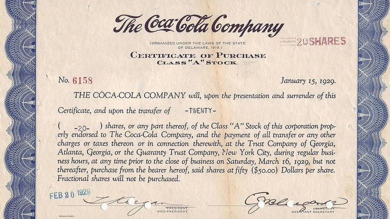 Coca Cola stock