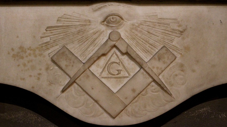 Freemason stone symbol outside lodge