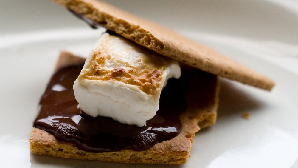 S'mores made with graham crackers, chocolate, and marshmallow