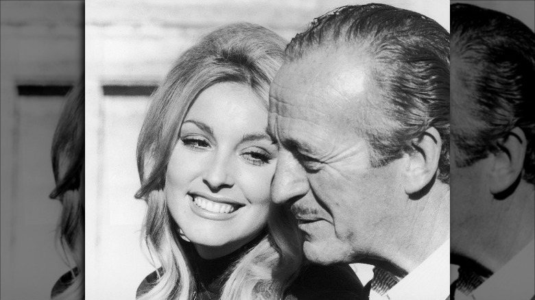 David Niven and Sharon Tate on the set of "Eye of the Devil"
