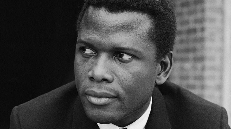 Sidney Poitier looking to the side