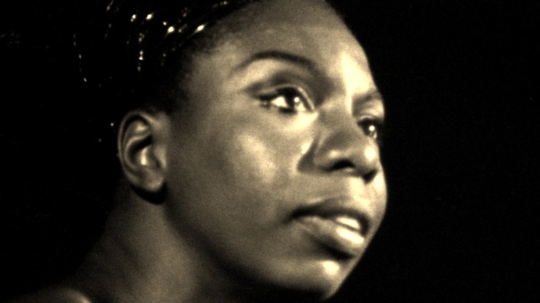 Black and white photo of Nina Simone
