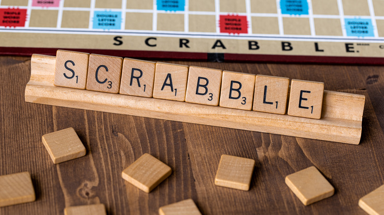 A Scrabble board and letters