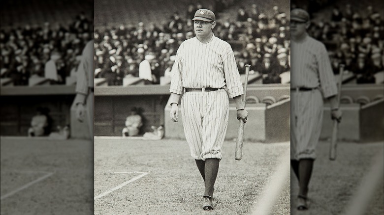 Babe Ruth in his first season with the New York Yankees during a game in 1920.
