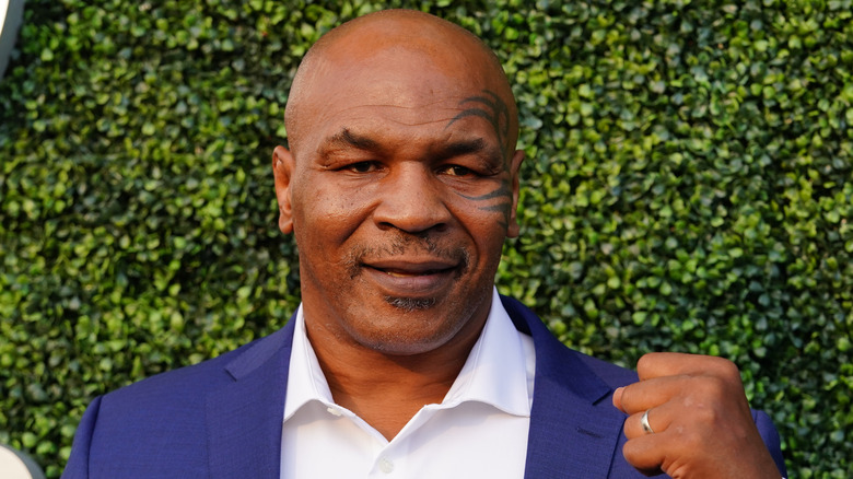 Mike Tyson raising his fist