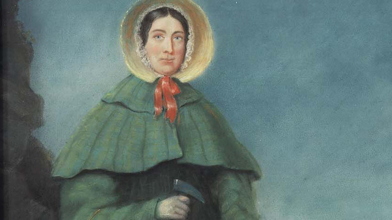 Portrait of Mary Anning by cliffside