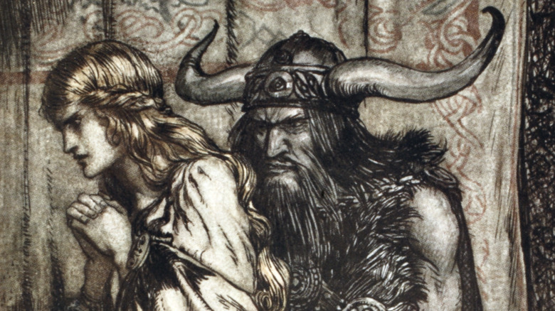 Illustration norse saga angry viking