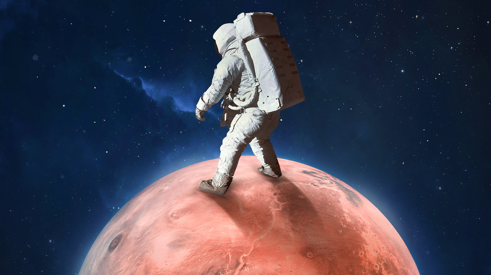 Astronaut standing on Mars