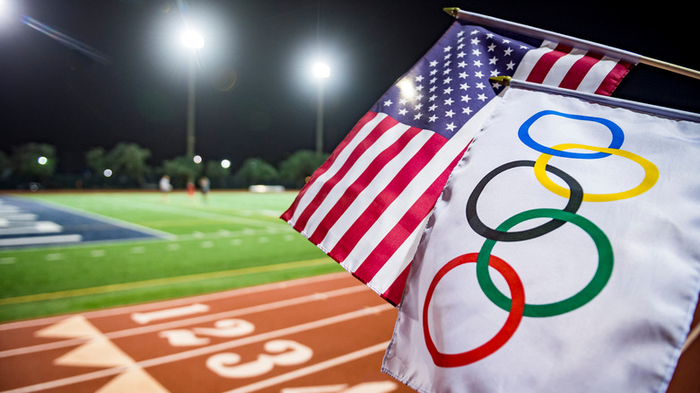 USA and Olympics flags