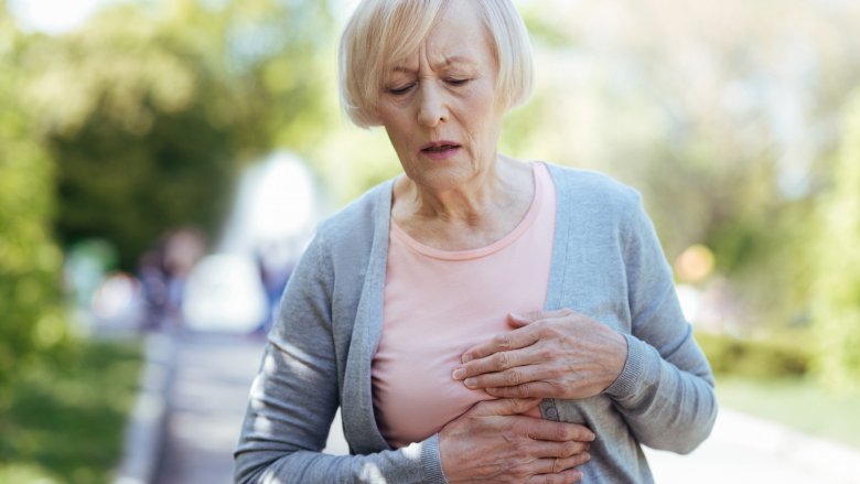 woman with chest pain 