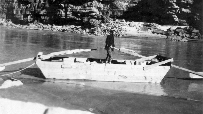 Glen and Bessie Hyde's scow, as found by searchers in 1928.