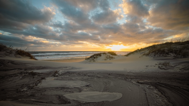 beach at Cape Hatteras sunset clouds