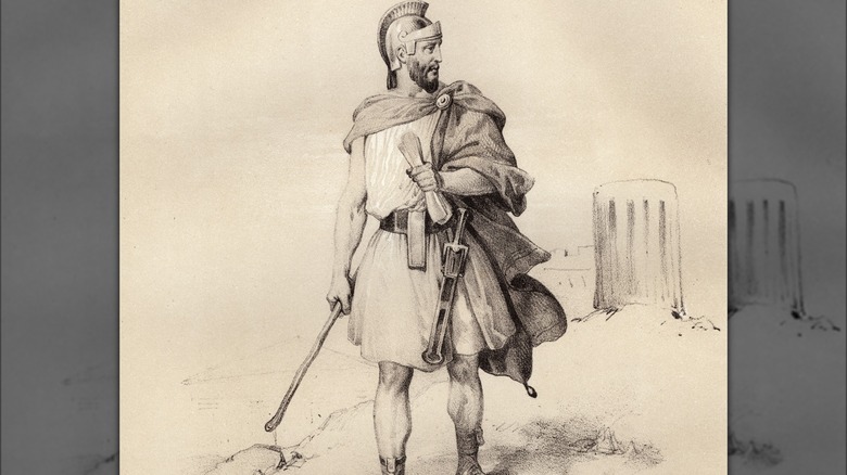 Themistocles standing with spear