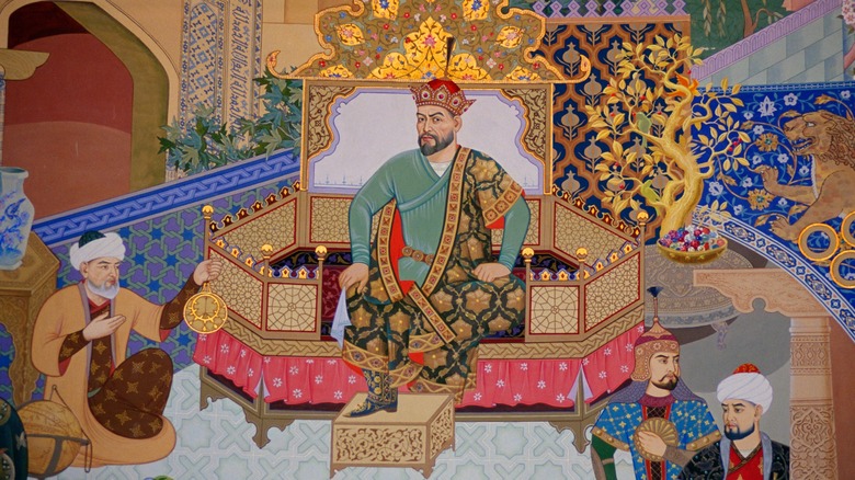 Tamerlane sitting on throne