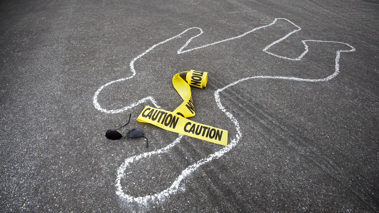 chalk outline caution tape