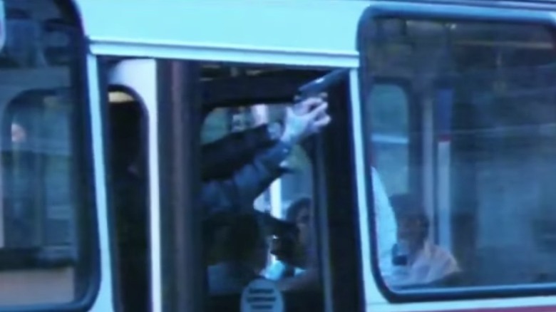 Hans-Jurgen Roester firing from bus