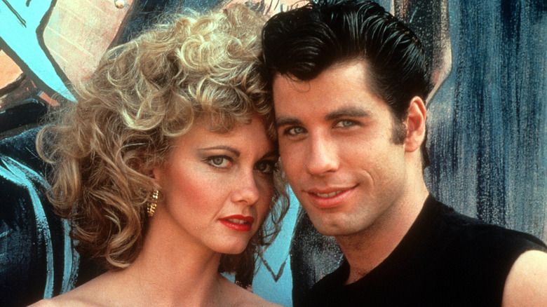 Olivia Newton John and John Travolta posing in Grease promo shot