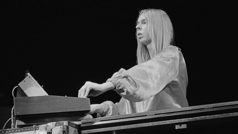 Yes' Rick Wakeman playing keyboards on stage