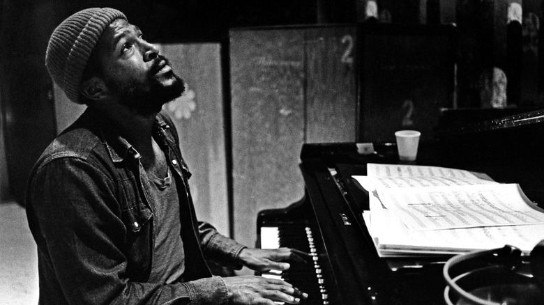 Marvin Gaye writing at piano