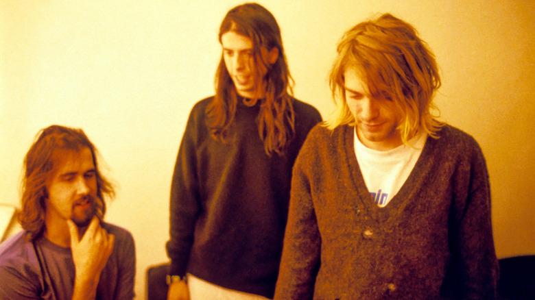 Nirvana posing for a pic in the 1990s
