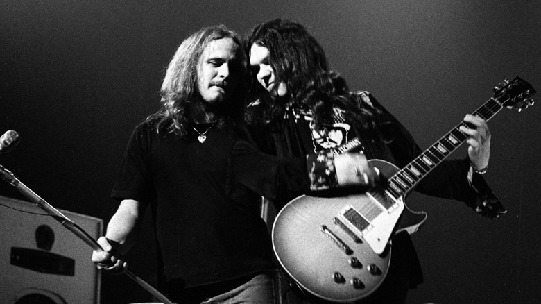 Ronnie Van Zant and Gary Rossington of Lynyrd Skynyrd performing in the 1970s.
