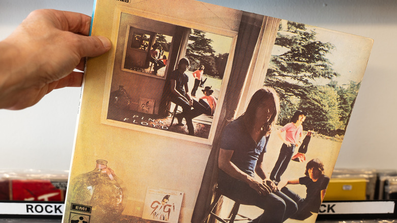 Handing picking out Pink Floyd vinyl out of record bin