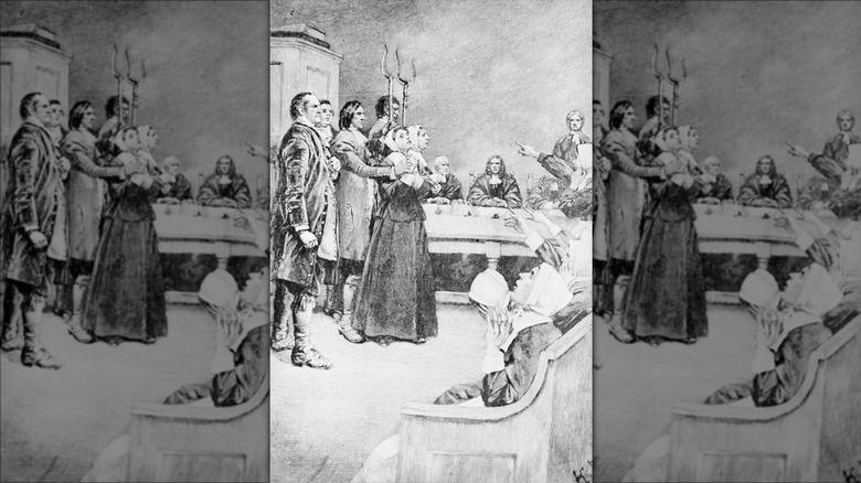 Women sitting court Salem Witch Trials