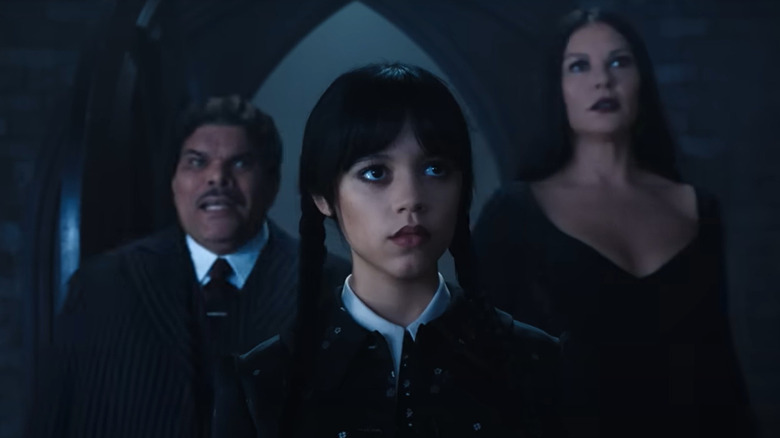 Gomez, Wednesday, and Morticia Addams