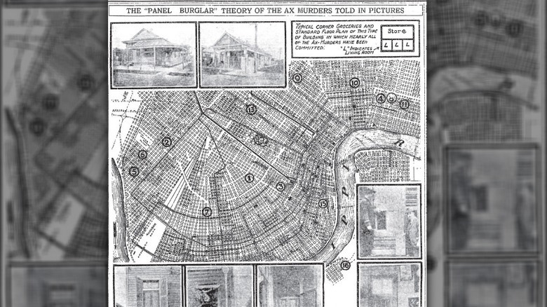 Map showing crime scenes Axeman