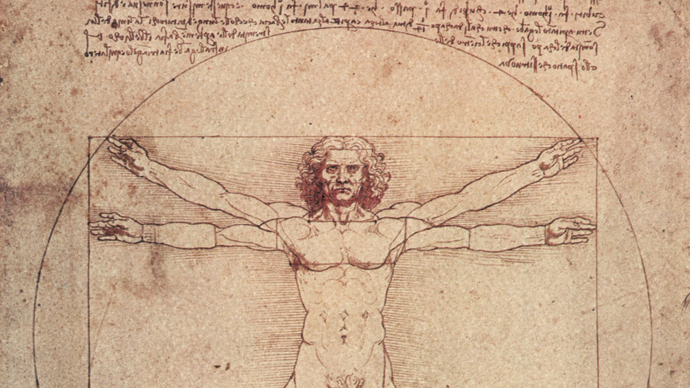 Vitruvian Man by Leonardo da Vinci with four arms out