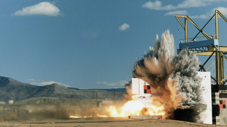 A small explosion in an open field